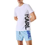 Karl Lagerfeld B.V Camiseta para Hombre Lagerfeld con Logotipo de Karl Vertical, Blanco, S
