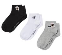 Karl Lagerfeld B.V Ikon Short Socks (3 Pack) Calcetín Multipack, Negro, Blanco y Gris, 43-46 (Pack de 3) Mujeres