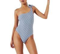 Karl Lagerfeld B.V Monogram Tie Cheeky Swimsuit, Karl Lagerfeld All Over Print Blue Mid Indigo, XS Mujeres