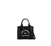 KARL LAGERFELD Cabas Carré Perles Mini Coton Noir, Noir, Taille unique