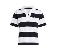 Karl Lagerfeld Ikon Patch Stripe Sslv Polo Black-cannoli Cream Talla: S | Polos Outlet | Mujer | Blanco