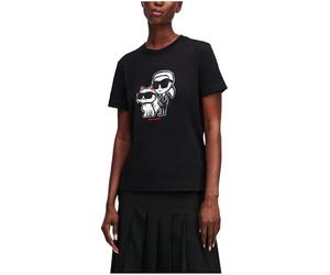 KARL LAGERFELD Camiseta Ikon Sketch Duo Color Negro (FR/ES, Letras, M, Regular, Regular, Negro)