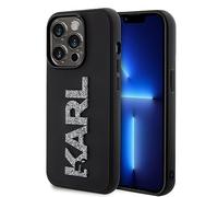 KARL LAGERFELD CG Mobile Funda con Logotipo de Karl con Purpurina 3D para iPhone 15 Pro MAX, Color Negro