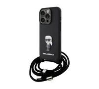 Karl Lagerfeld Cubierta trasera Ikonik Metal Pin Negro - iPhone 15 Pro Max