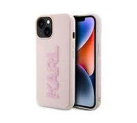 Karl Lagerfeld Funda 3D Caucho Glitter Logo Rosa - iPhone 15