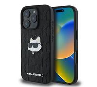 Karl Lagerfeld Funda Compatible con iPhone 16 Pro MAX Back Cover Case - Monogram choupette Head - Negro (iPhone 16 Pro MAX)