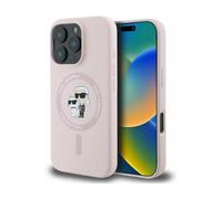 Karl Lagerfeld Funda de silicona Karl & Choupette Heads Ring Rosa - iPhone 16 Pro Max