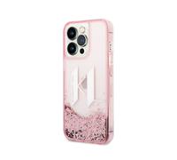 Karl Lagerfeld Funda para Apple iPhone 14 Pro Glitter KL Glitter Flotante, Rosa
