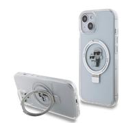 Karl Lagerfeld Funda para teléfono móvil Compatible con Magsafe iPhone 15, Carcasa rígida B0CSLQSBX3 iPhone 15 Soporte de Anillo - K&C - Blanco