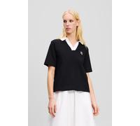 Karl Lagerfeld Ikon Patch Polo T-shirt Black Talla: XS | Camisetas de Seda Outlet | Mujer | Negro