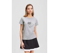 Karl Lagerfeld Ikon Rs Choupette T-shirt Light Grey Melange Talla: XS | Camisetas de Seda Outlet | Mujer | Gris