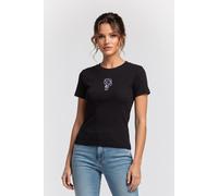 Karl Lagerfeld Ikon Sketch Emb Rib T-shirt Black Talla: M | Camisetas de Seda Outlet | Mujer | Negro