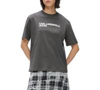 Karl Lagerfeld Jeans, Camiseta de Manga Corta para Mujer, Corte Regular, imán, Talla L, Gris, L