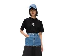 Karl Lagerfeld Jeans, Camiseta de Monograma Regular para Mujer, Ajuste Regular, Negro, XL, Negro, XL