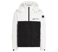 KARL LAGERFELD JEANS Hombre Colorblock Puffer Blanco y negro L