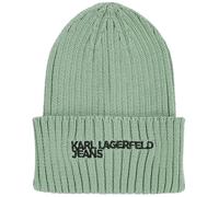 KARL LAGERFELD JEANS, para Mujer, Gorro con Logo Peludo, Negro, Talla única