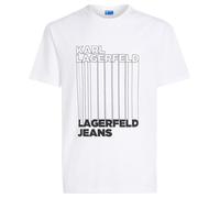 Karl Lagerfeld Jeans, Hombres, Camiseta Normal De Manga Corta Con Código De Barras, Corte Regular, Blanco, S