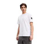 Karl Lagerfeld Jeans, Hombres, Camiseta Regular De Manga Corta Con Parche De Goma, Corte Regular, Blanco, S