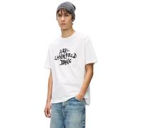Karl Lagerfeld Jeans, Men's, Short Sleeve Graffiti tee, Regular Fit Camiseta, Blanco, L Hombres