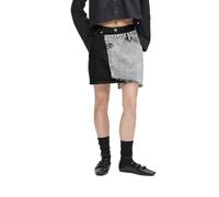 Karl Lagerfeld Jeans Mujer Contrast Denim Mini Skirt Washed Black Blocked XS