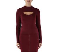 Karl Lagerfeld Jeans Mujer Cut Out Mock Neck Sweater Zinfandel XS