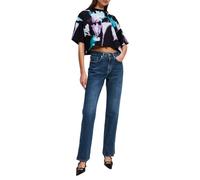 Karl Lagerfeld Jeans Mujer High Rise Straight Denim With Slit Washed Dark Blue 2530