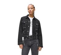 KARL LAGERFELD JEANS Mujer Lace Tie Denim Jacket Negro lavado a la piedra M