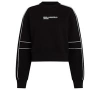 KARL LAGERFELD JEANS Mujer Relaxed Crop Piping Sweatshirt Negro L