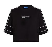 KARL LAGERFELD JEANS Mujer Relaxed Cropped Piping T-Shirt Negro XS