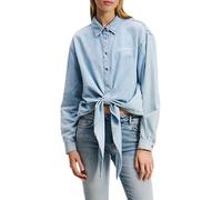 Karl Lagerfeld Jeans, Mujeres, Camisa Cruzada De Denim, Corte Regular, Azul, M