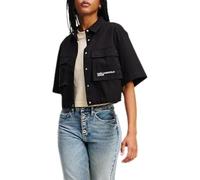 Karl Lagerfeld Jeans, Mujeres, Camisa Utilitaria Cuadrada, Ajuste Cuadrado, Negro, XS
