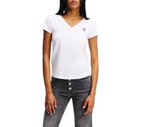 Karl Lagerfeld Jeans, Mujeres, Camiseta Ajustada De Manga Corta Y Cuello En V, Corte Slim, Blanco, XS