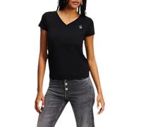 Karl Lagerfeld Jeans, Mujeres, Camiseta Ajustada De Manga Corta Y Cuello En V, Corte Slim, Negro, M