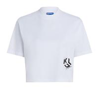 Karl Lagerfeld Jeans, Mujeres, Camiseta Corta De Manga Corta Con Monograma, Corte Regular, Blanco, M