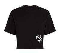 Karl Lagerfeld Jeans, Mujeres, Camiseta Corta De Manga Corta Con Monograma, Corte Regular, Negro, L