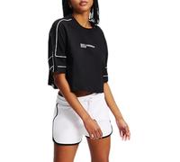 Karl Lagerfeld Jeans, Mujeres, Camiseta Corta De Manga Corta Con Ribetes Y Corte Relajado, Ajuste Relajado, Negro, S