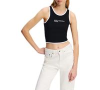 KARL LAGERFELD JEANS Outline Logo Top Camiseta, Negro, XS Mujeres
