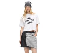 Karl Lagerfeld Jeans, Women's, Cropped Graffiti tee, Regular Fit Camiseta, Blanco, XL Mujeres