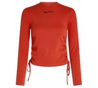 Karl Lagerfeld Jeans, Women's, Ruched Ribbed Top Blouse, Rojo, XL Mujeres