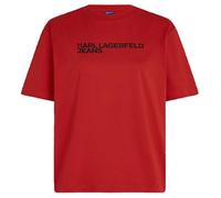 Karl Lagerfeld Jeans, Women's, Short Sleeve Essential Logo tee, Regular Fit Camiseta, Rojo, M Mujeres