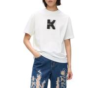 Karl Lagerfeld Jeans, Women's, Short Sleeve K Logo tee, Regular Fit Camiseta, Blanco, L Mujeres