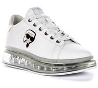 KARL LAGERFELD Kapri Kushion Nft Lo Lace - Zapatillas deportivas de corte bajo con suela transparente para mujer, blanco y plateado, 35 EU