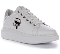 KARL LAGERFELD Kapri Lo a Tobillo Bajo Cordones Mujer Trainer Blanco Plata