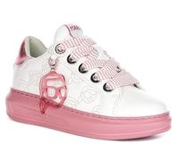 KARL LAGERFELD Kapri Nft Pendt - Zapatillas deportivas para mujer con detalle de logotipo, corte bajo y medio, blanco, rosa, 39 EU