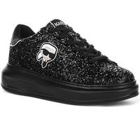KARL LAGERFELD Kapri - Tenis de plataforma para mujer, diseño de logotipo NFT, color negro con purpurina, Negro, 5