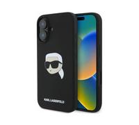 CG Mobile Karl Lagerfeld KLHMP16SSKHPPLK - Carcasa de Silicona para iPhone 16 de 6,1", diseño de Cabeza de Karl, Color Negro