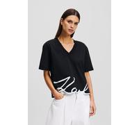 Karl Lagerfeld Karl Signature Hem V-neck Tshirt Black Talla: S | Camisetas de Seda Outlet | Mujer | Negro