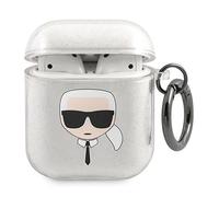 Karl Lagerfeld KLA2UKHGS Karl's Head - Funda para AirPods, Color Plateado