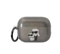 Karl Lagerfeld KLAP2HNKCTGK - Funda para AirPods Pro 2, Color Negro Gliter Karl & Choupette