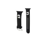 KARL LAGERFELD KLAWMSLKCNK Correa de reloj para Apple Watch 38/40/41 mm, correa negra de goma 3D Karl & Choupette Heads, Silicona